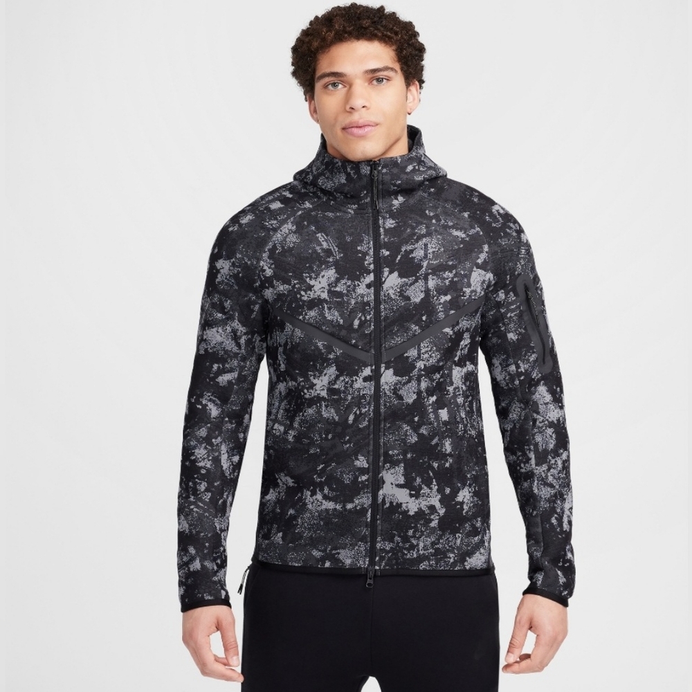 Nike Tech Fleece Camo Windrunner Hoodie Black Anthracite HV5055-060 Size 2XL